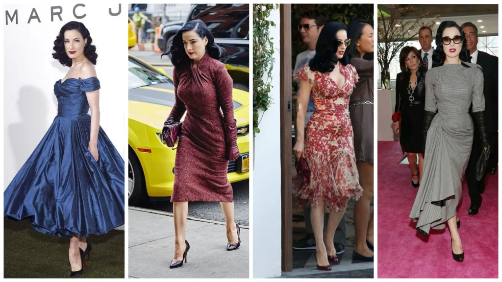 Ретро и винтаж – Дита фон Тиз

Для тематических свадеб в стиле ретро вдохновляйтесь Дитой. Её наряды – это женственность в духе 40-х и 50-х: платья с акцентом на талию, красная помада и вуалетка.